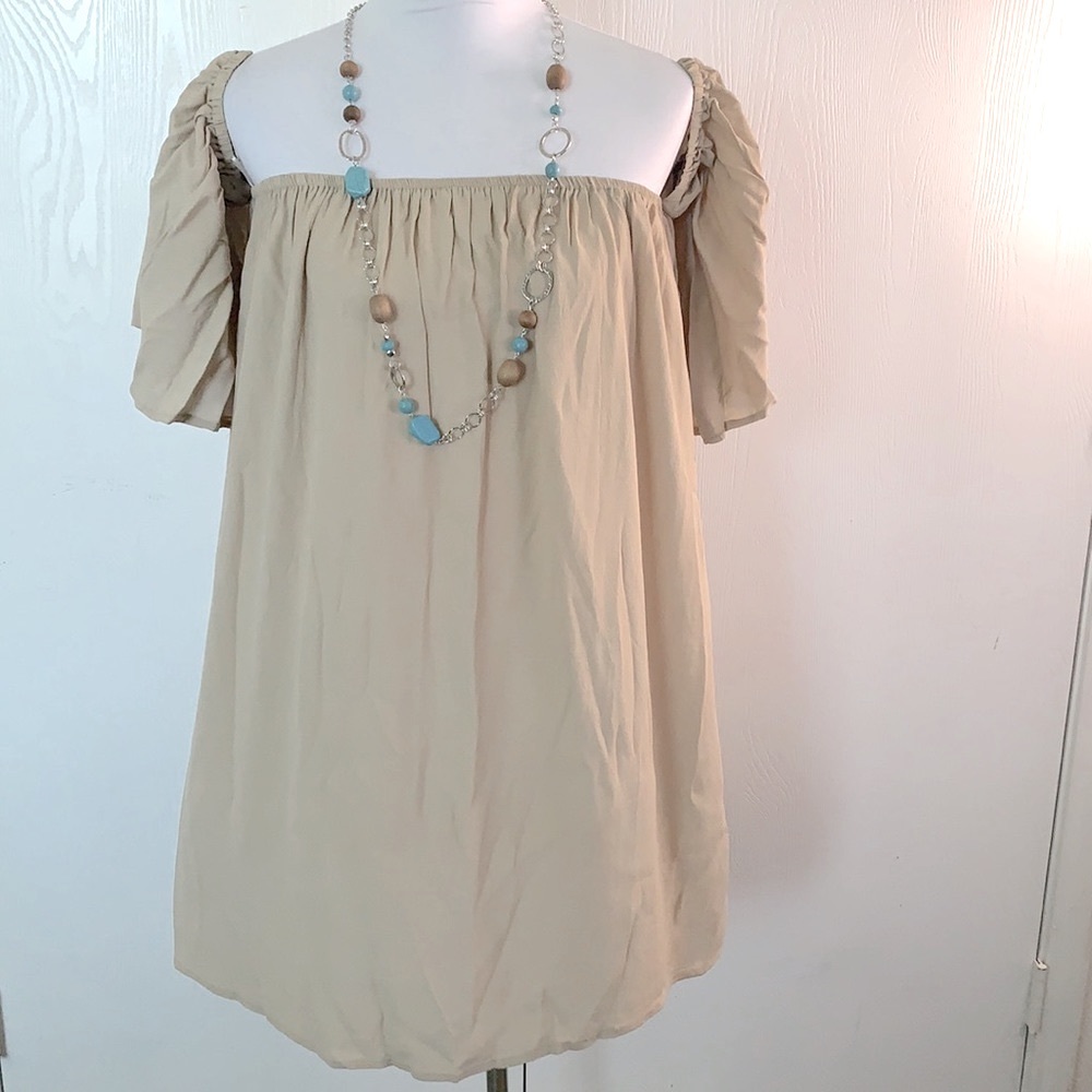 SHORT PUFF SLEEVE SQUARE NECK TUNIC MINI DRESS - Picture 8 of 9